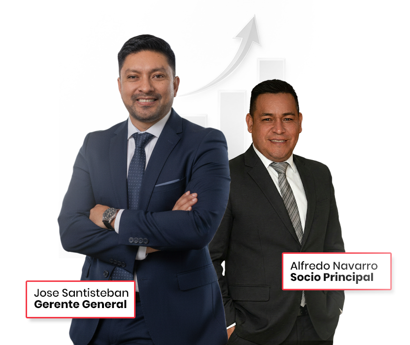Equipo directivo de Exactus - José Santisteban, Gerente y Contador, junto a socio especialista en consultoría empresarial